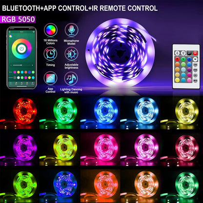 CHARKEE Worry Free LED Strip Lights, USB 5V Smokeless RGB Strip Light with Auto Shutoff Timer for Bedside TV and Nursery, Bluetooth App Remote