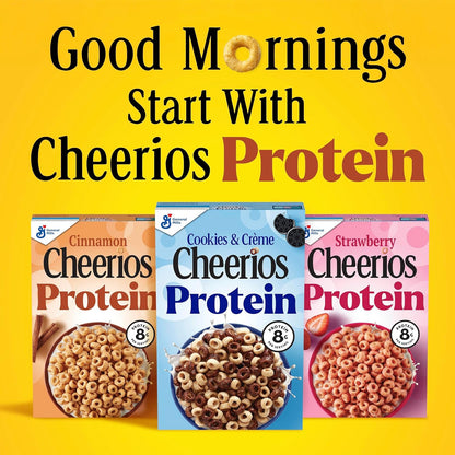 Cheerios High Protein Strawberry Cereal – Time-Saving Breakfast for High-Performance Lifestyles, 15 oz Family Size