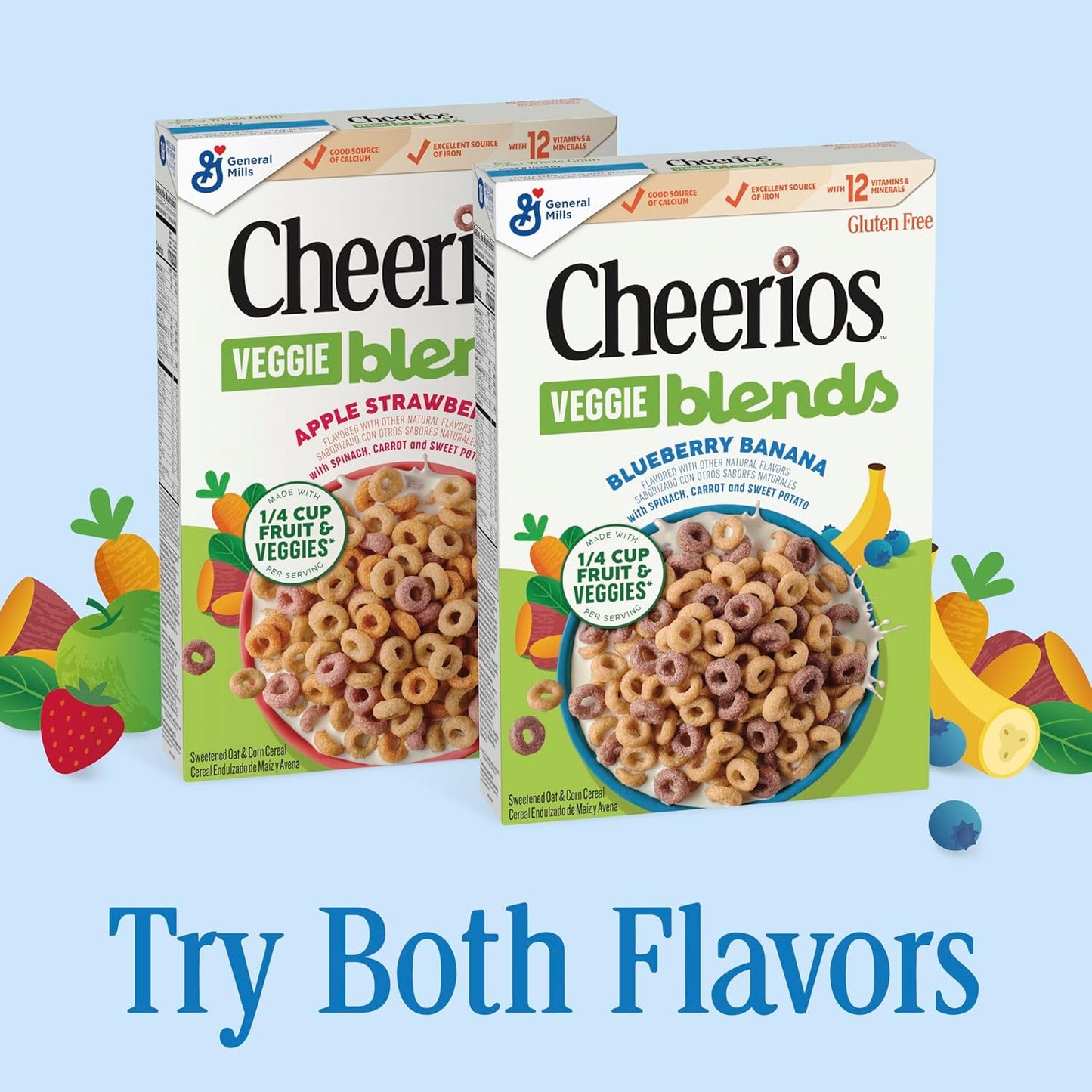 Cheerios Veggie Blends Blueberry Banana Cereal – Ready to Eat Cereal for the Car and After-School Snack Counter