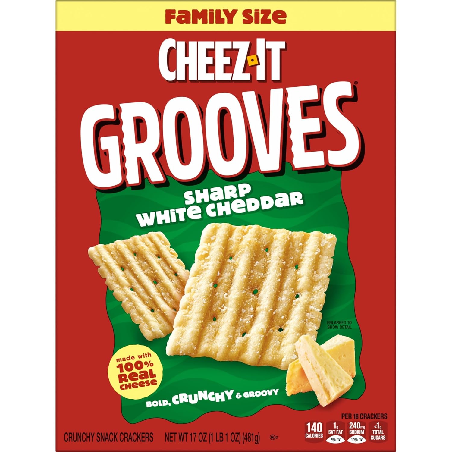 Cheez-It Grooves Sharp White Cheddar Crackers – Thoughtful Snack Bouquet Alternative for Birthdays, Father's Day, and Get-Well Care Packages, 3.25oz 6-Pack
