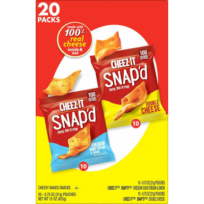 Cheez-It Snap'd Desk Drawer Snacks, Pre-Portioned Cheese Cracker Chips 20ct Box