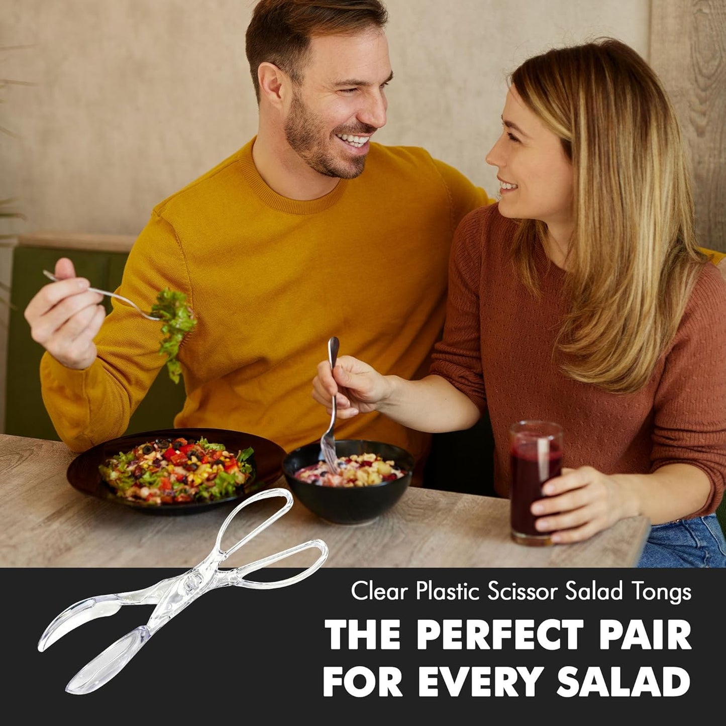 Chef Craft Premium Salad Scissor Tongs – See-Through Serveware for Styled Backyard Patio Buffets, Blends with Any Dishware