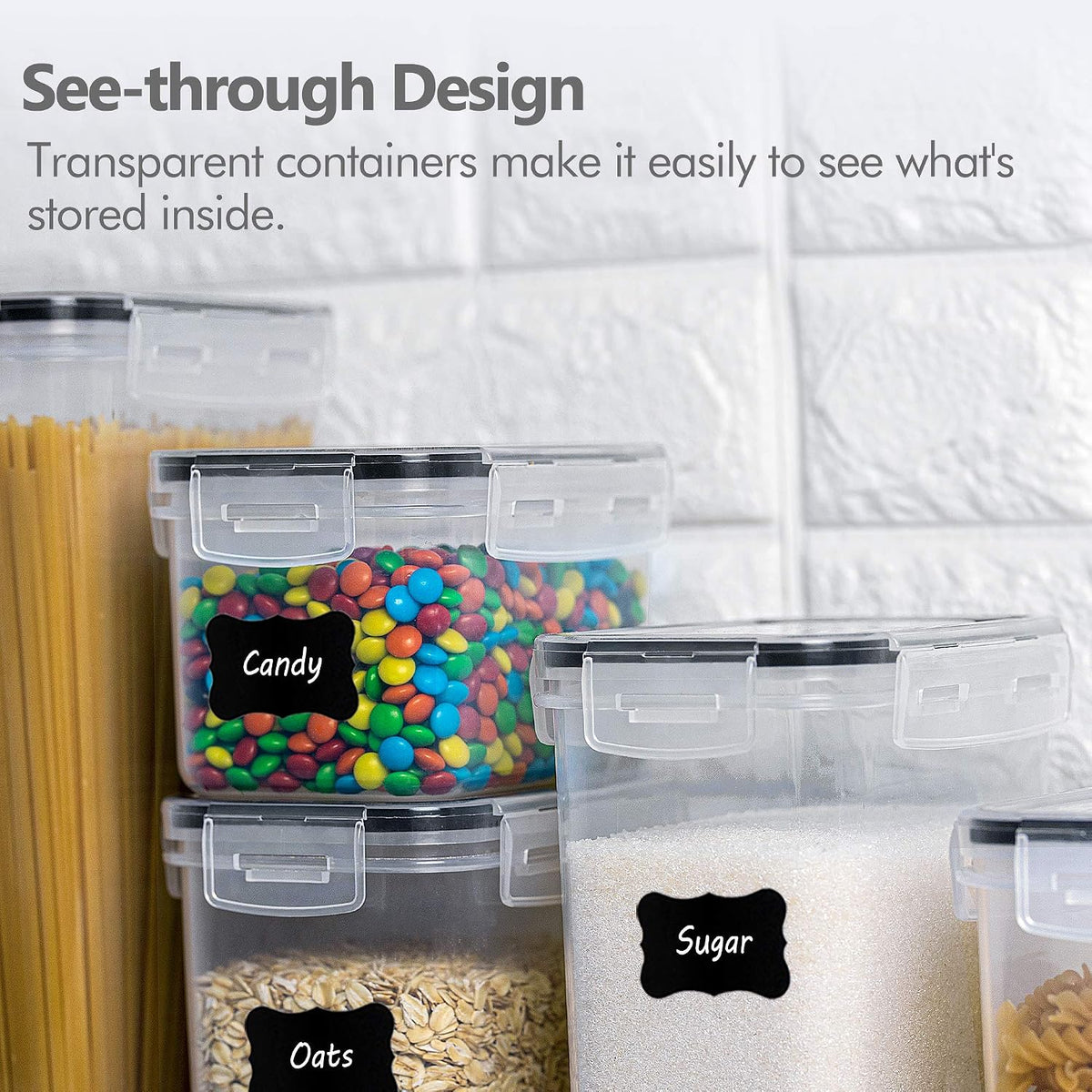 CHEFSTORY Stackable Storage Canisters — Simple, See-Through Design for a Mindful Minimalist Pantry