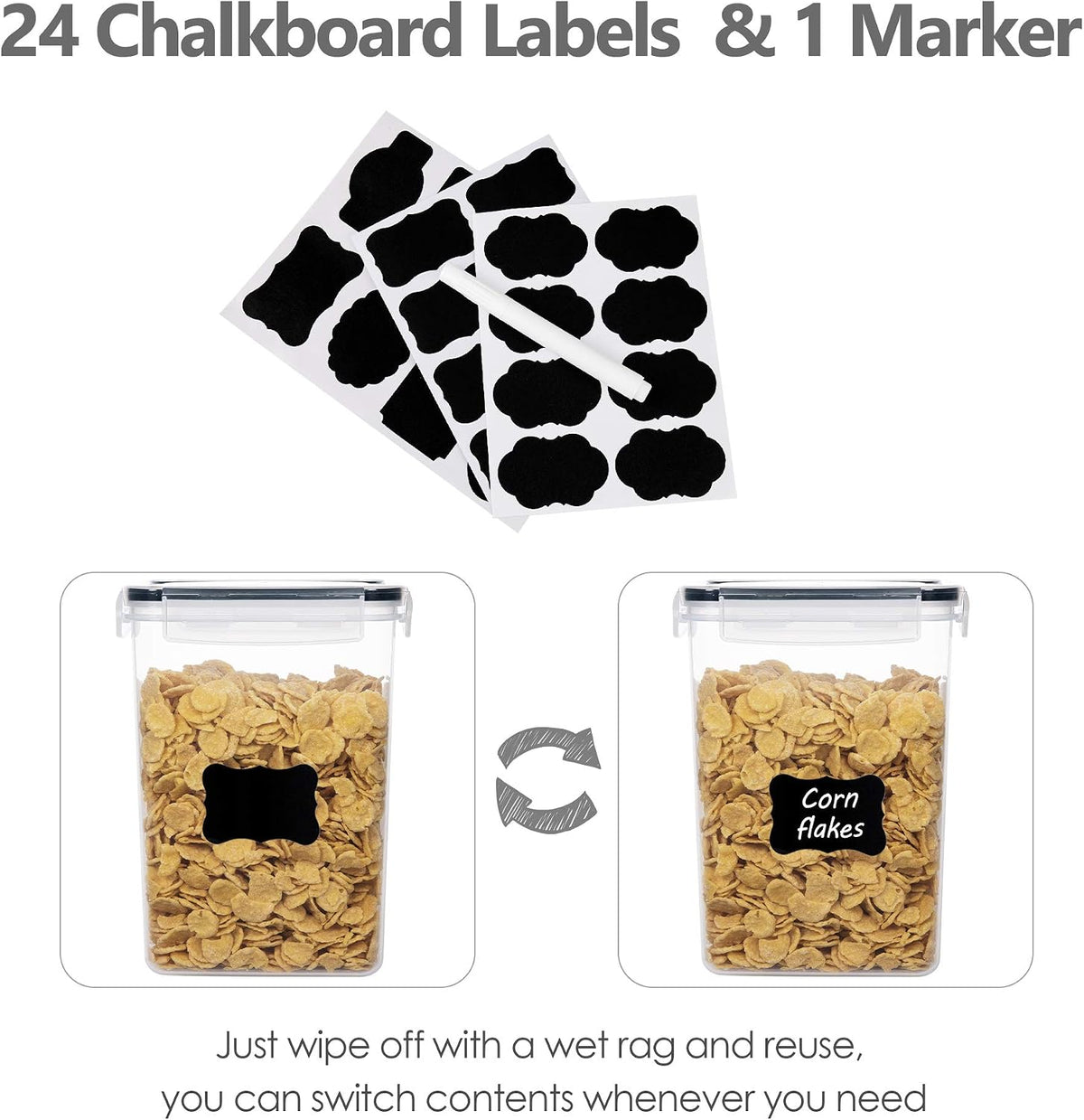 CHEFSTORY Stackable Storage Canisters — Simple, See-Through Design for a Mindful Minimalist Pantry