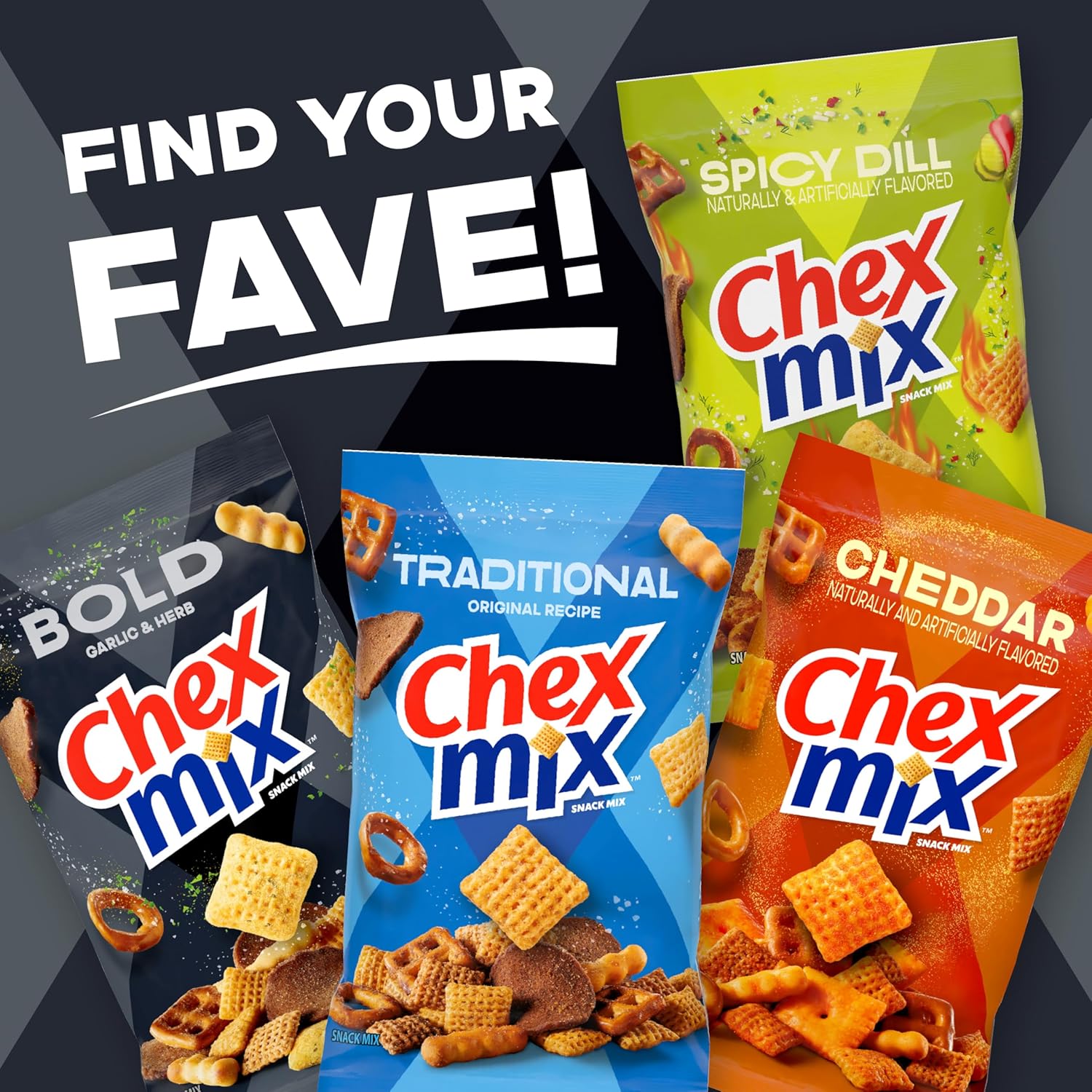 Chex Mix Bold Garlic and Herb Snack Mix – Shared Kitchen Snack for Co-Working Spaces and Office Break Areas, 13.5 oz