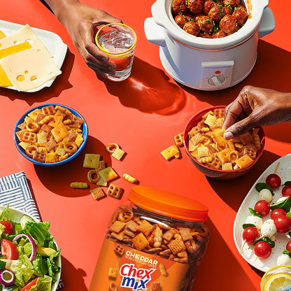 Chex Mix Cheddar Snack Mix Tub – Bulk Pantry Snack for Workplace Pantries and Remote Workers, 20 oz