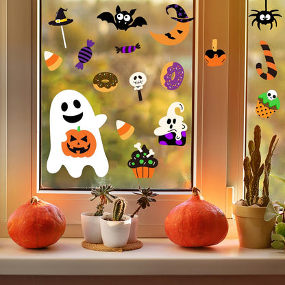 child-safe cartoonish pumpkin and ghost designs with bright painted-style colors