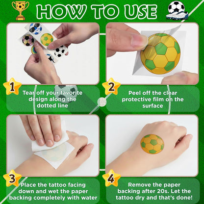 Child Safe Soccer Tattoo Stickers – 96 Hypoallergenic Designs for Sensitive Skin Kids