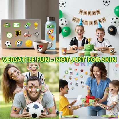 Child Safe Soccer Tattoo Stickers – 96 Hypoallergenic Designs for Sensitive Skin Kids