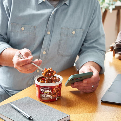 chili-mac formulation combining macaroni, tangy tomato, beef, and pork