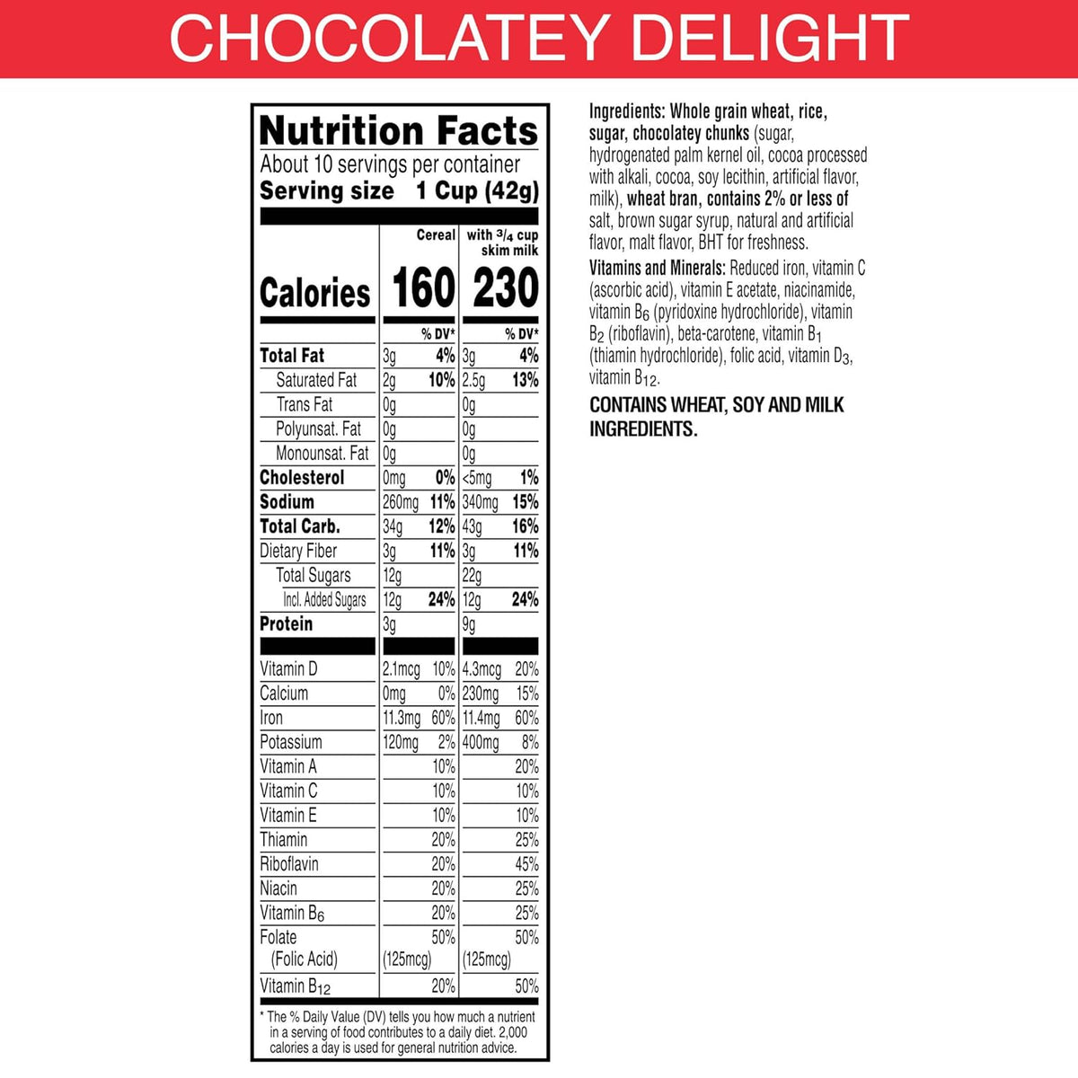 chocolatey chunks mixed with crunchy wheat and rice flakes