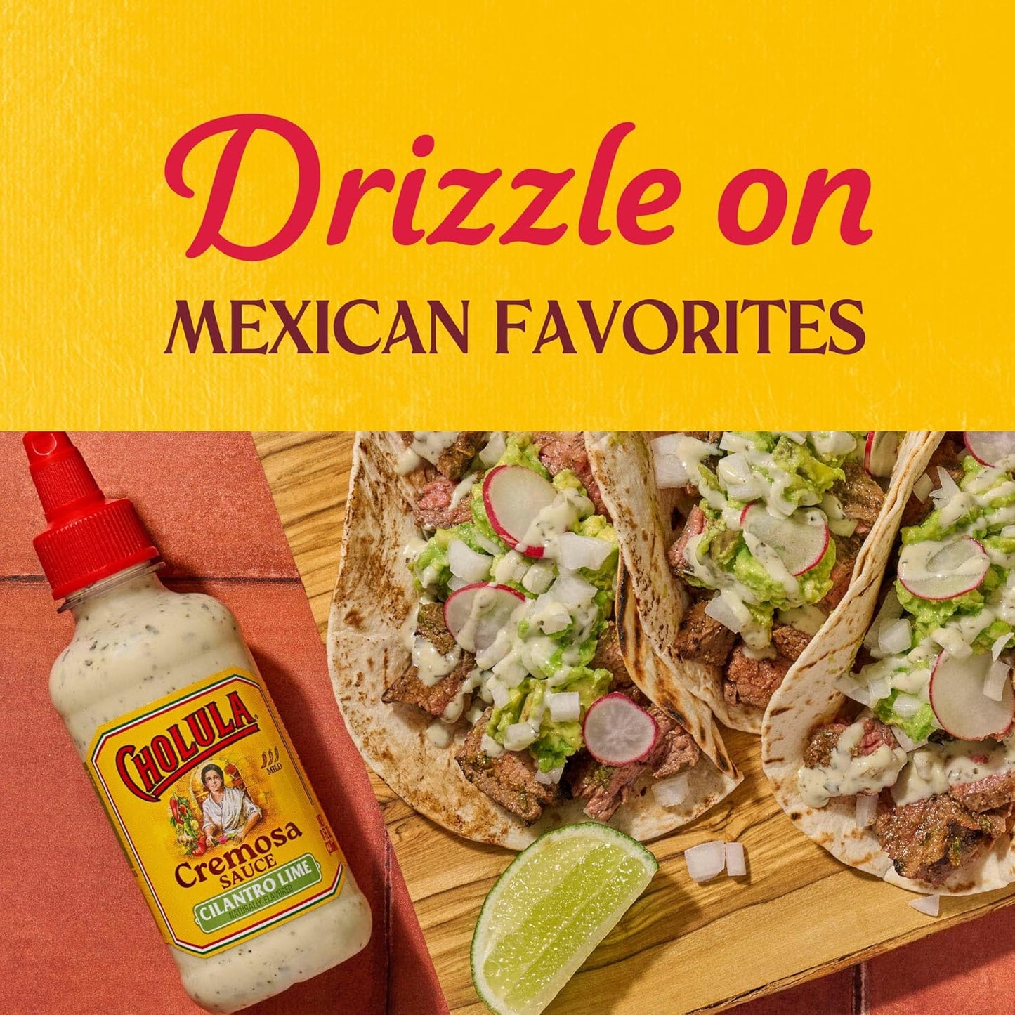 Cholula Cilantro Lime Cremosa Sauce – Bright Flavor Finisher for Sheet-Pan Veggies, Fish Tacos & Egg White Bowls, 8 oz