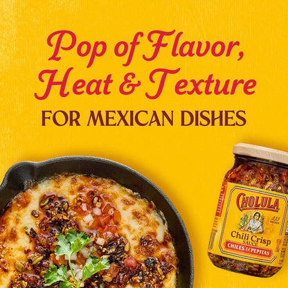 Cholula Mild-Medium Chili Crisp Sauce – Better-For-You Crunchy Finisher for Eggs, Bowls and Vegetables, 8 oz