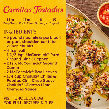Cholula Mild-Medium Chili Crisp Sauce – Better-For-You Crunchy Finisher for Eggs, Bowls and Vegetables, 8 oz