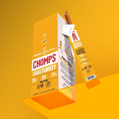 Chomps Turkey Jerky Snack Sticks 10-Pack – Antibiotic Free, Zero Sugar Snack for Wellness Routine and Gym Bag