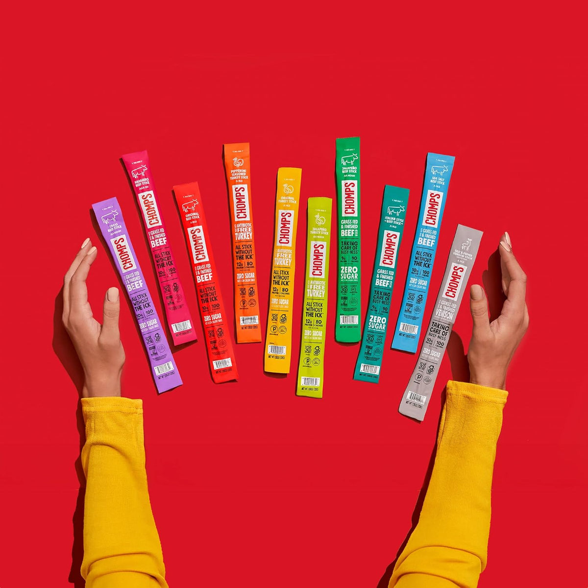 Chomps Turkey Jerky Snack Sticks 10-Pack – Antibiotic Free, Zero Sugar Snack for Wellness Routine and Gym Bag