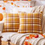 AQOTHES Oversized 24x24 Fall Plaid Decorative Pillow Covers – Quiet Statement Piece for Less-Is-More Thanksgiving Decorating