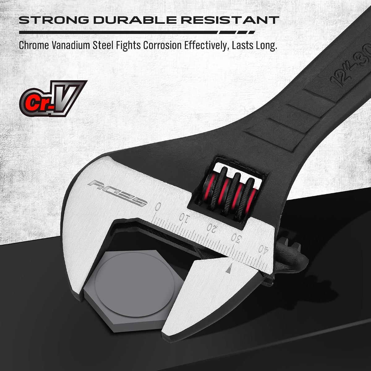 chrome vanadium steel construction with tempered heat treatment for strength