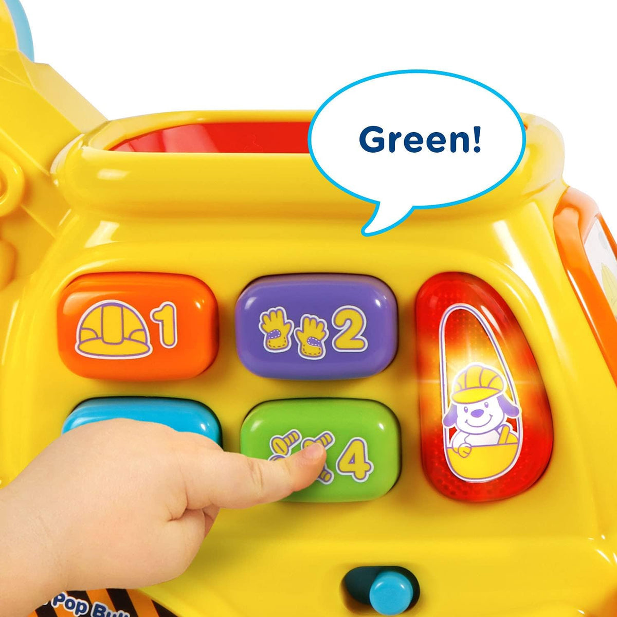 chunky push handle designed for small toddler hands to encourage walking and motor coordination