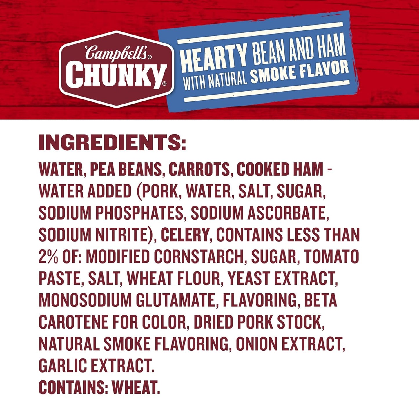 chunky texture with ham, carrots, and beans