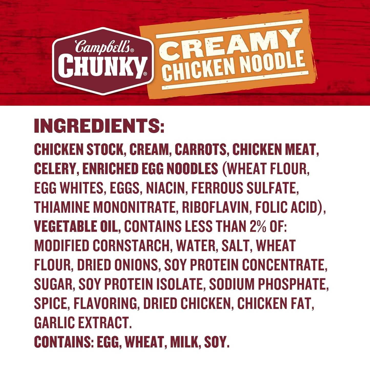 chunky, visible ingredients: white chicken, carrots, celery, and enriched egg noodles