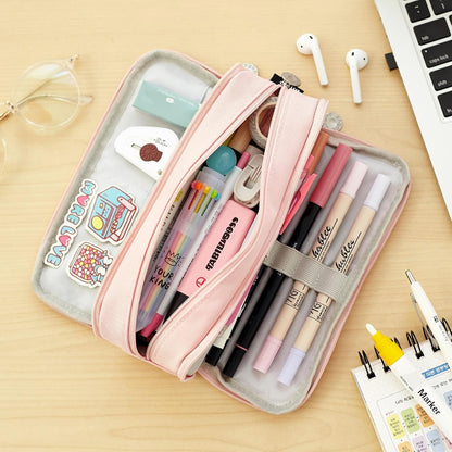 CICIMELON Durable Pencil Organizer for Grade School Students – Scratch-Resistant 3-Section Pouch