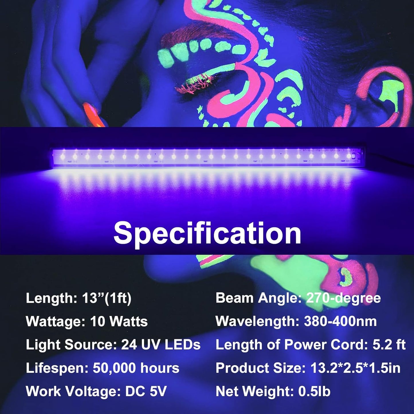 CICINY Portable UV Bar – Versatile Light for Patio Dining & Halloween Yard Decor, USB Plug-and-Play