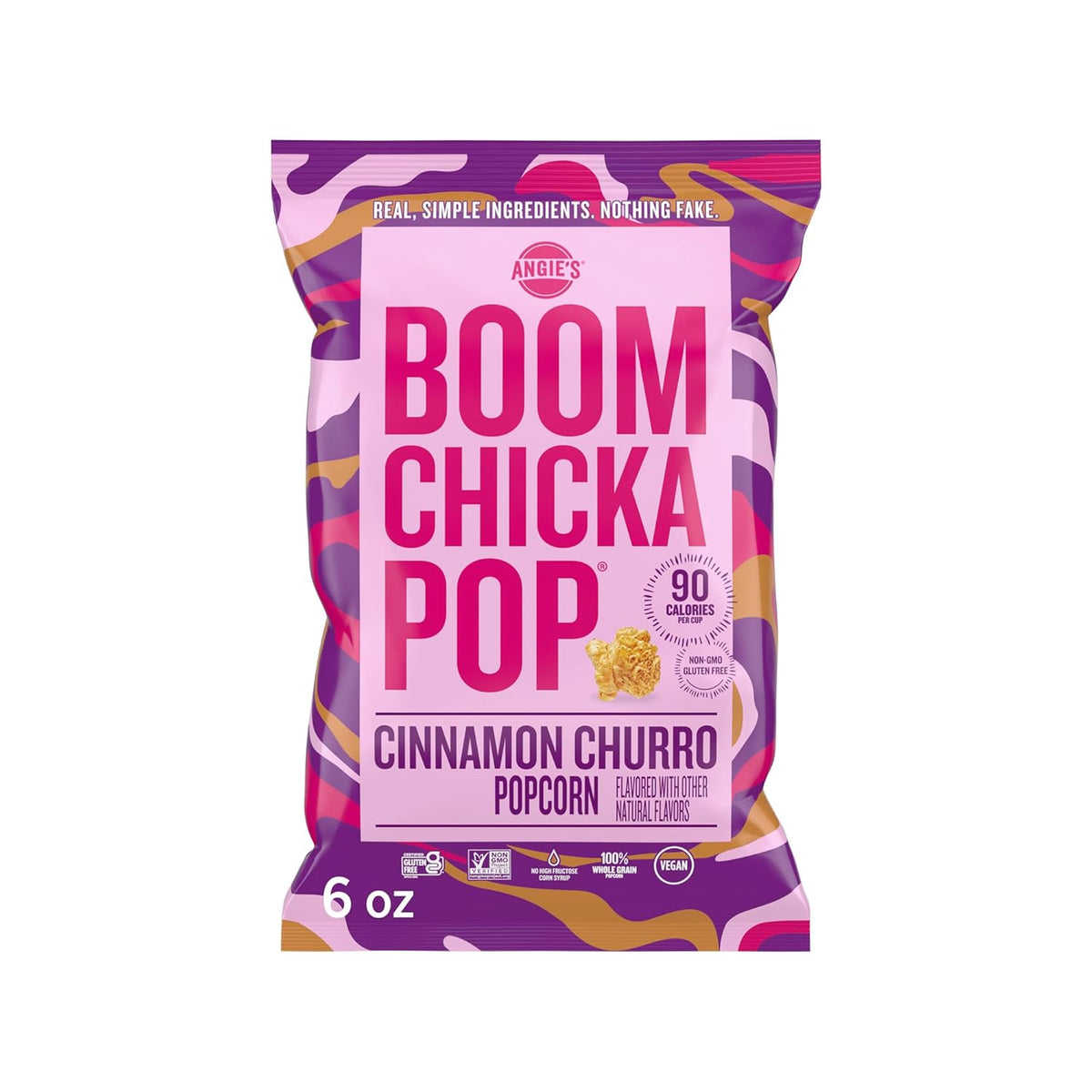 cinnamon-churro seasoning combines warm cinnamon, brown sugar, and salt with 100% whole popcorn