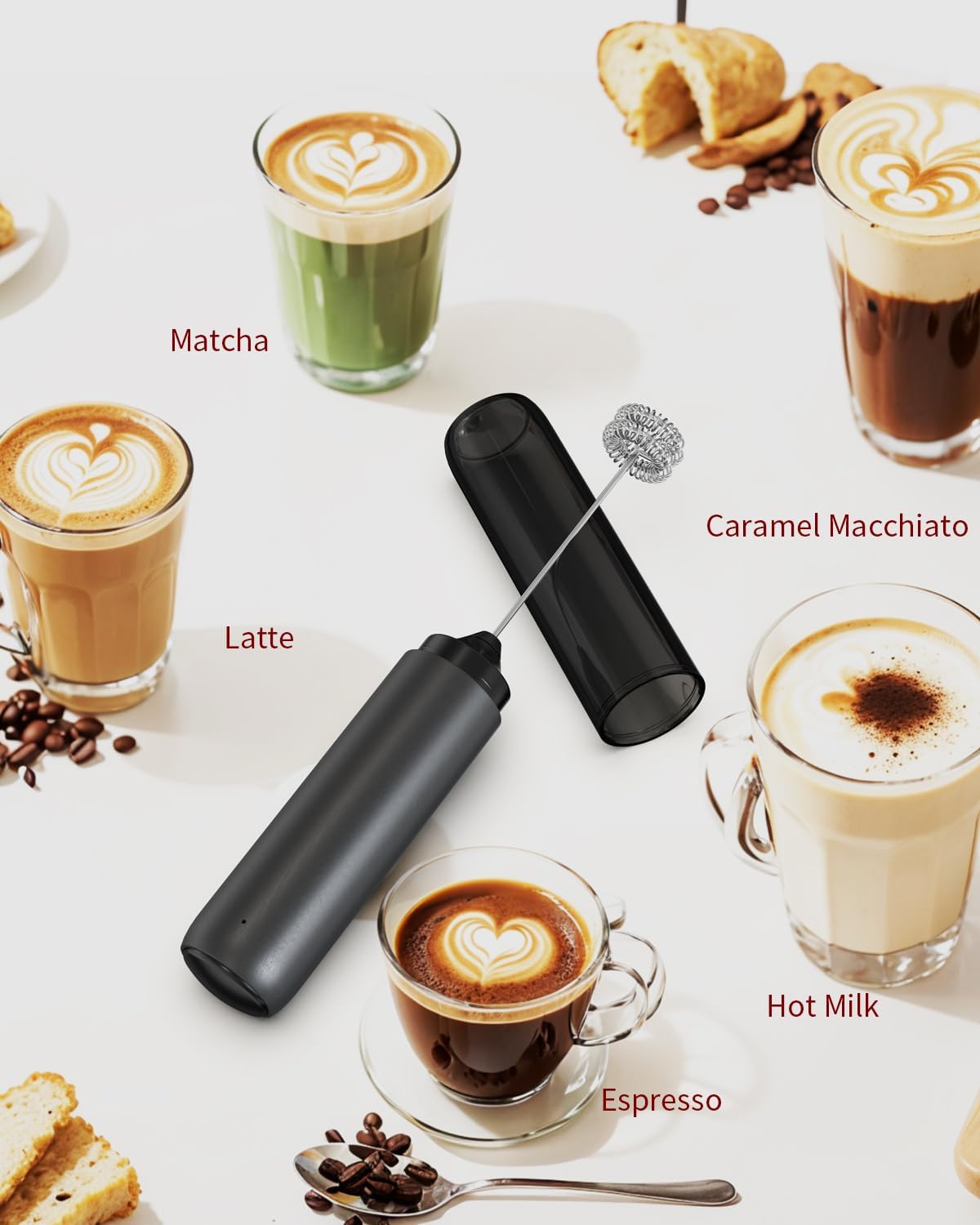 CIRCLE JOY Portable Coffee Frother – Wellness Drink Maker at Home, Cordless Rechargeable Wand for Matcha, Lattes, and Shakes