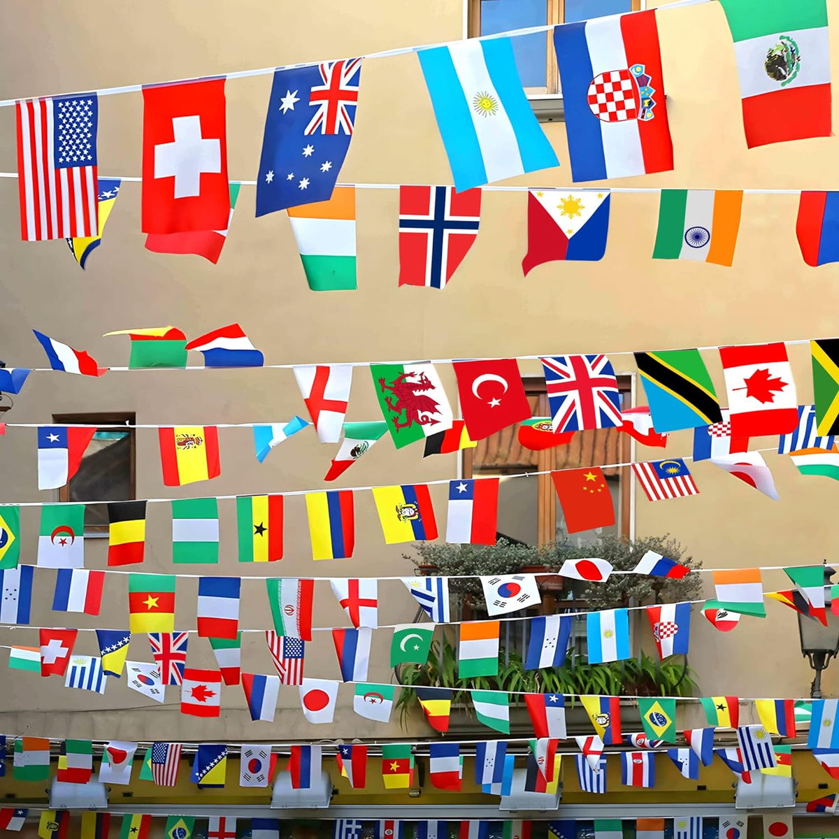 Classroom Geography Flag String – 100 Countries Bunting Banner for School Learning Spaces & Kids' Décor