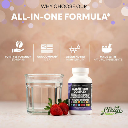 Clean Nutraceuticals Magnesium Complex – 2-Pack Extended Supply Gift for Committed Wellness Seekers
