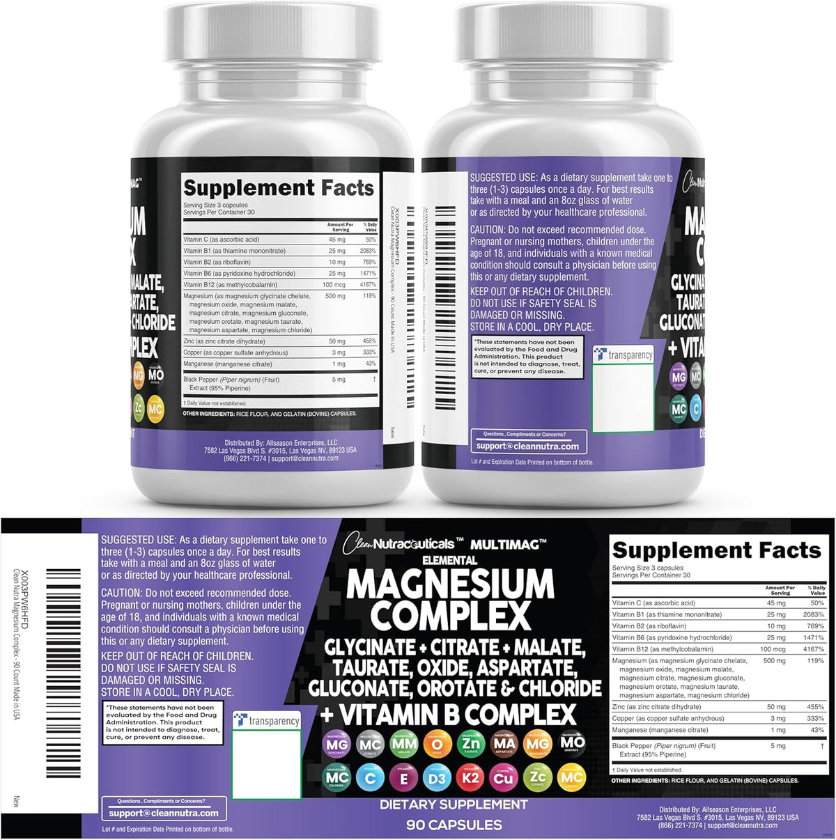 Clean Nutraceuticals Magnesium Complex – 2-Pack Extended Supply Gift for Committed Wellness Seekers