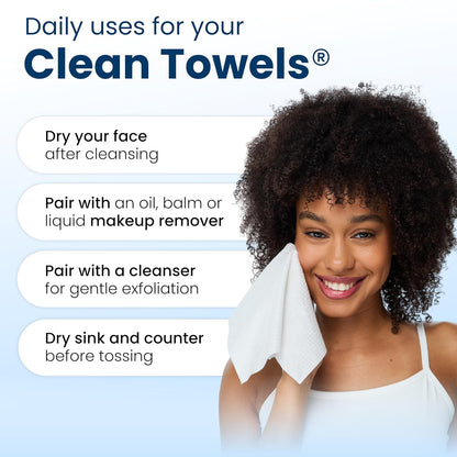 Clean Skin Club Clean Towels XL® – Hygienic Fresh-Every-Time Face Towel, Allergy Friendly Disposable