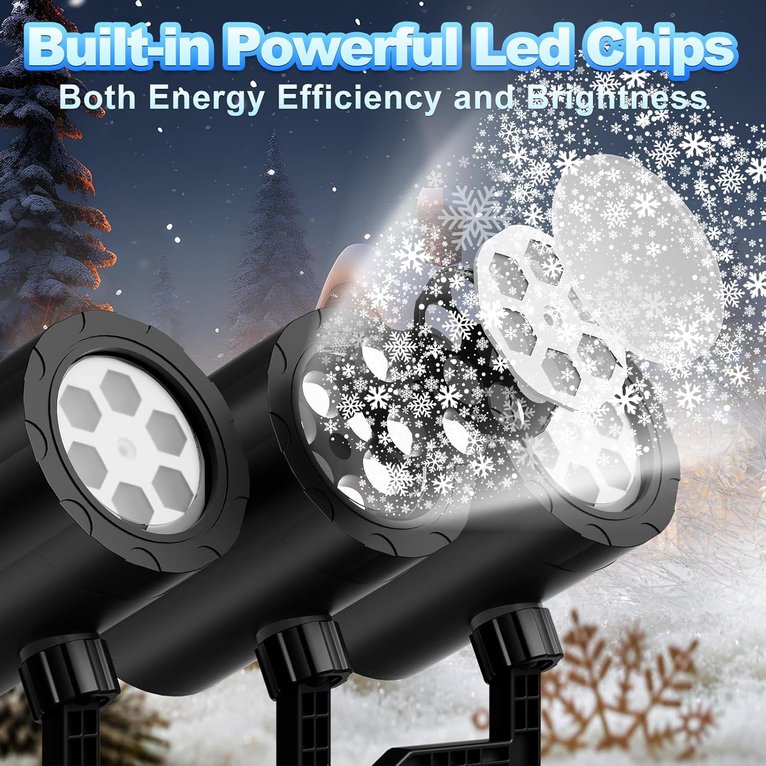 CleanAir LED Snowfall Holiday Projector Light, No Smoke No Fumes and Cool Running LEDs Safe for Asthma and Allergy Sensitive Homes