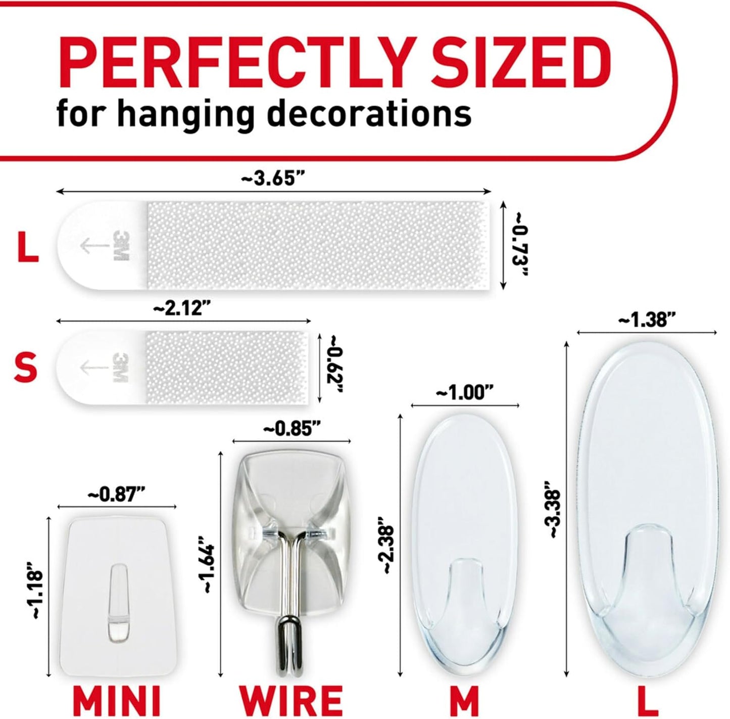 clear adhesive design that disappears against walls and surfaces