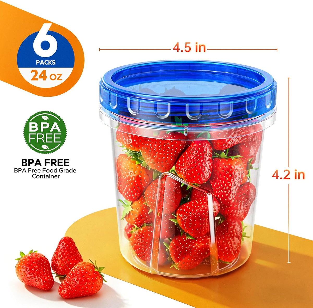 clear container with blue lid for at-a-glance content identification