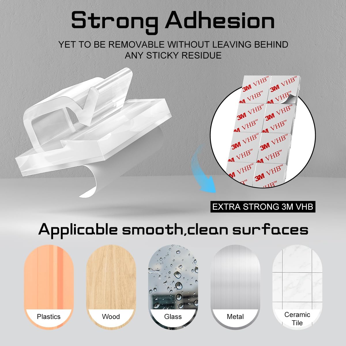 clear/transparent design for low visual impact on walls and trim