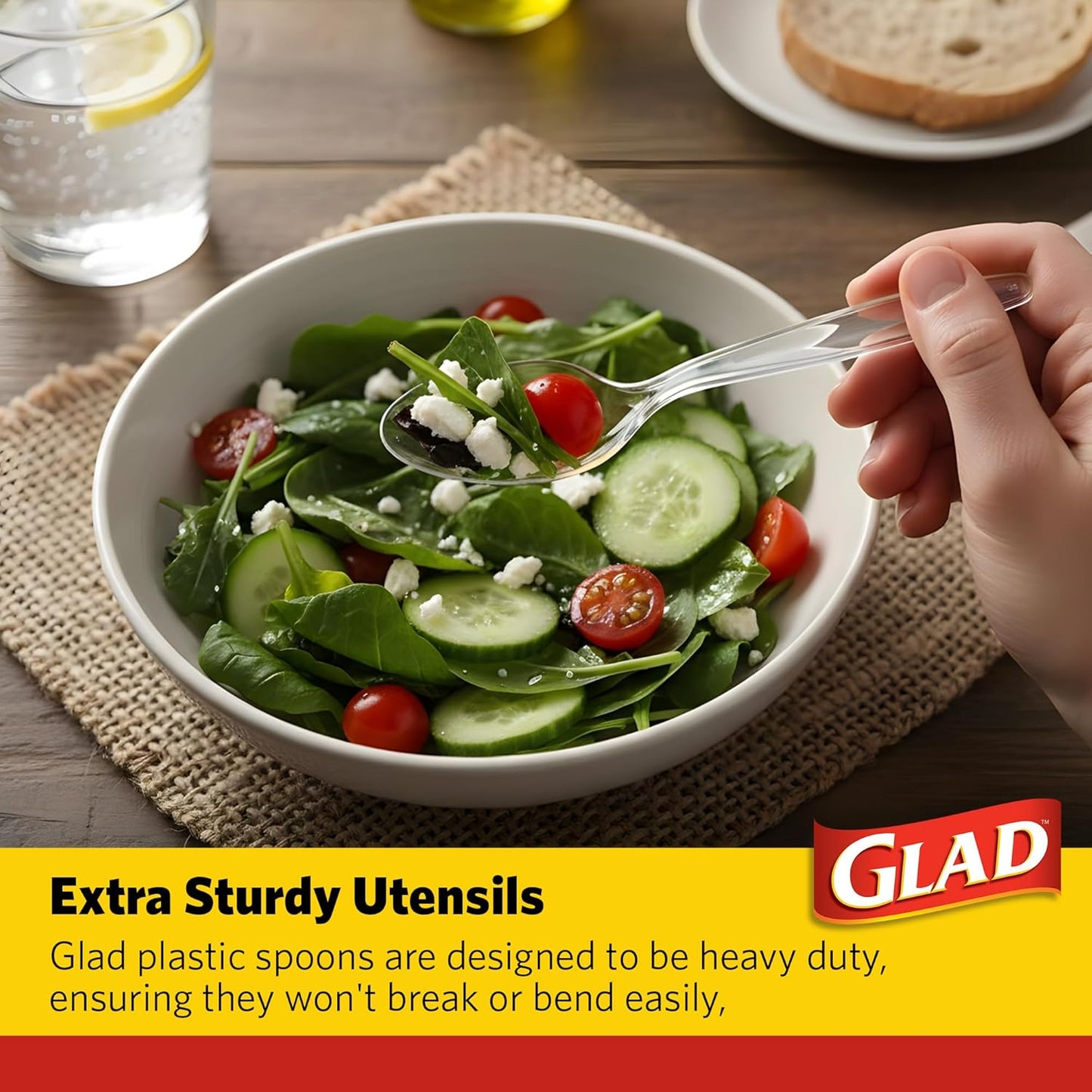 clear transparent finish that coordinates with any tableware color or theme