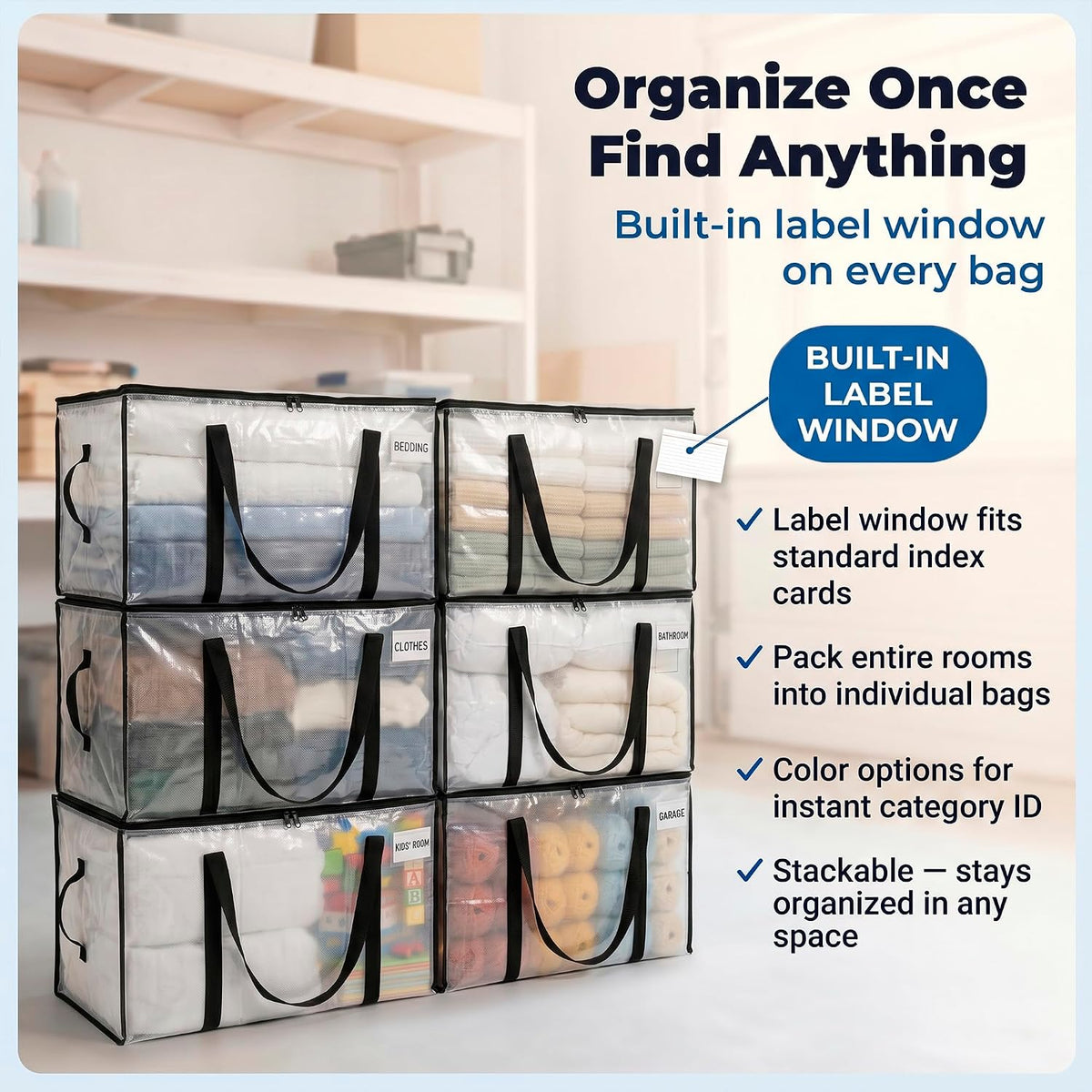 ClearSpace Heavy Duty Moving Bags - Holiday Gift for Moms Who Love Organizing, Heavy-Duty Storage Totes