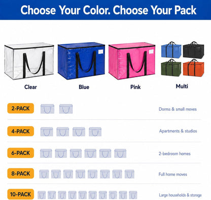 ClearSpace Heavy Duty Moving Bags - Holiday Gift for Moms Who Love Organizing, Heavy-Duty Storage Totes