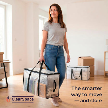 ClearSpace Heavy Duty Moving Bags - Holiday Gift for Moms Who Love Organizing, Heavy-Duty Storage Totes