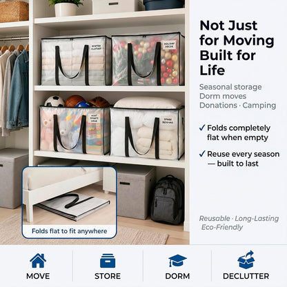 ClearSpace Heavy Duty Moving Bags - Holiday Gift for Moms Who Love Organizing, Heavy-Duty Storage Totes