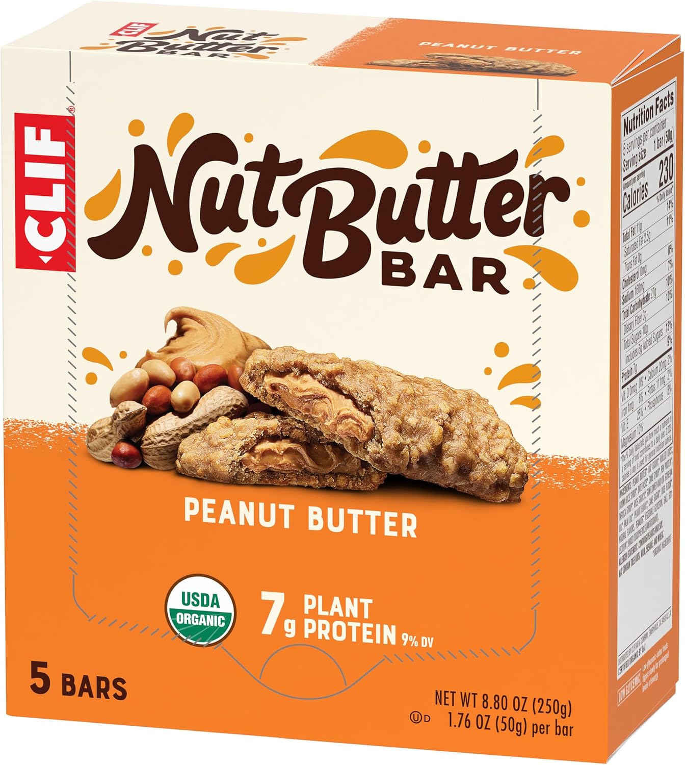 CLIF Nut Butter Bar Peanut Butter – Pre-Practice Fuel for Youth Sports, 5-Pack