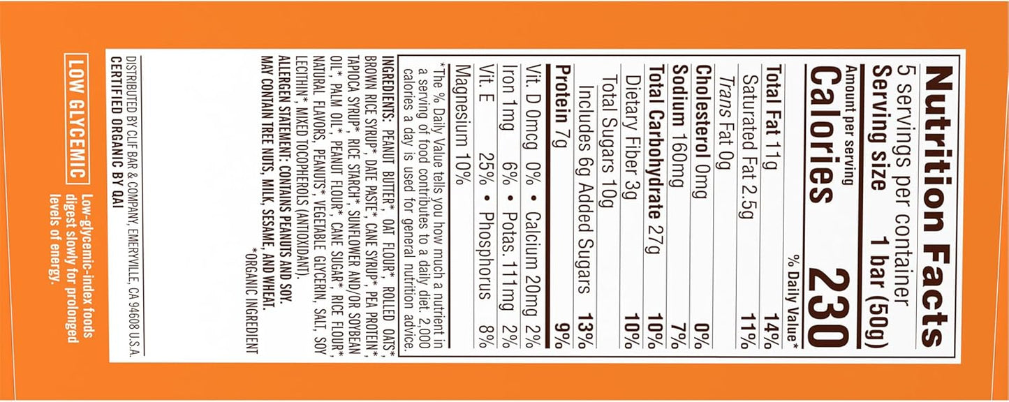 CLIF Nut Butter Bar Peanut Butter – Pre-Practice Fuel for Youth Sports, 5-Pack
