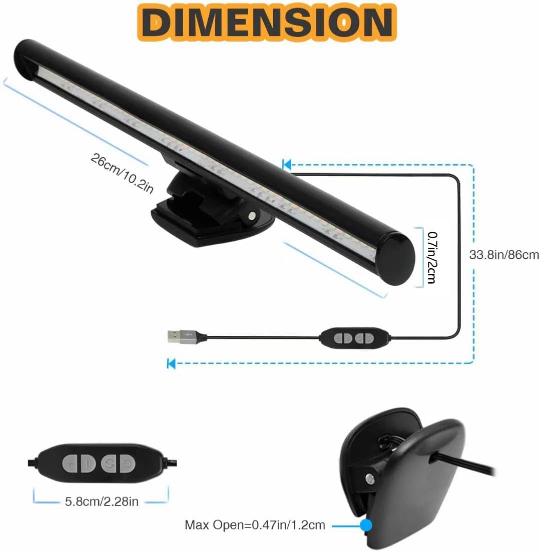 clip-on mounting compatible with monitor thickness 0.3" to 1.4"