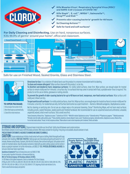 Clorox Bleach Free Disinfecting Wipes for Whole-Home Cleaning, Multi-Surface Daily Sanitizing, 75 Count