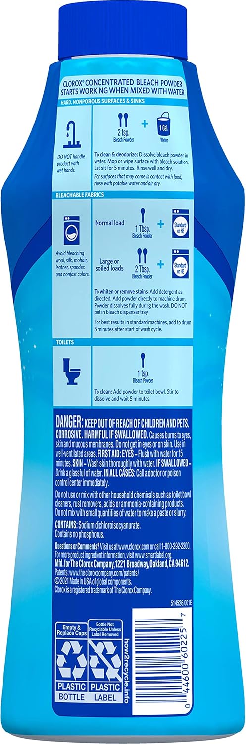 Clorox Bleach Powder – Zero-Splash Cleaner for Bathrooms, Easy to Store
