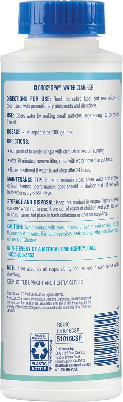 Clorox® Pool&Spa™ Spa Water Clarifier – Concierge-Level Spa Recovery After Shock Treatment, 16 oz Concentrated Formula