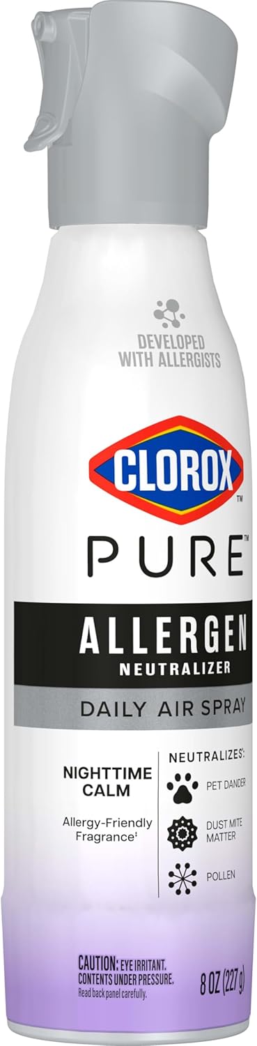 Clorox PURE Allergen Neutralizer Nighttime Calm – Gentle Allergen-Neutralizing Spray for Nurseries, Playrooms, and Family Living Areas