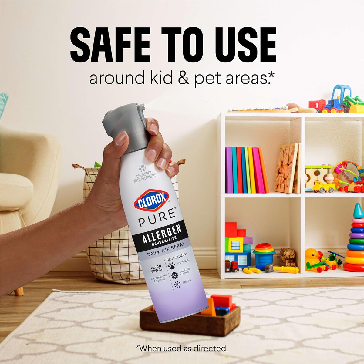Clorox PURE Allergen Neutralizer Nighttime Calm – Gentle Allergen-Neutralizing Spray for Nurseries, Playrooms, and Family Living Areas
